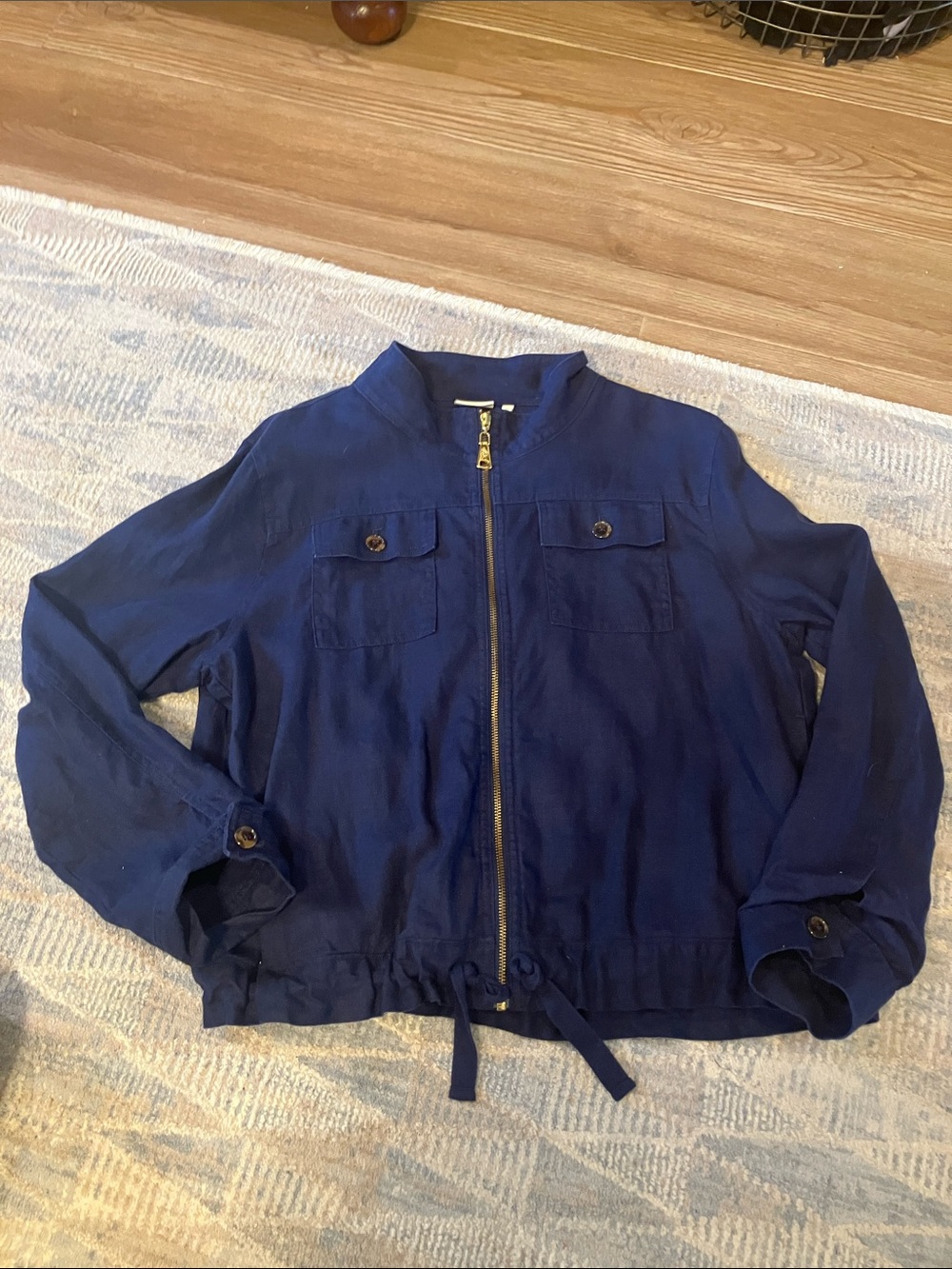 Spartina 449 Navy Linen jacket with Gold Zipper